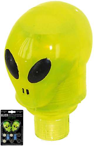 Ventieldop set alien Groen met LED Incl. batterijen