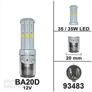 Lamp BA20D 12V 35/35W 10w LED per stuk