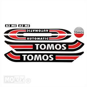 Stickerset Tomos A3 zwart-wit-rood